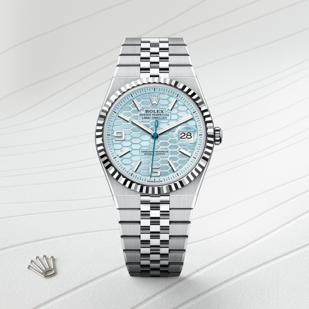 Rolex Land Dweller Silver Blue Automatic Zr-YZ Premium Replica Watch